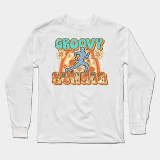 Groovy Runner retro quote  gift for running Vintage floral pattern Long Sleeve T-Shirt